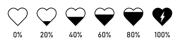 Heart rating Love meter or gauge icon for day card the illustration of love meter black color