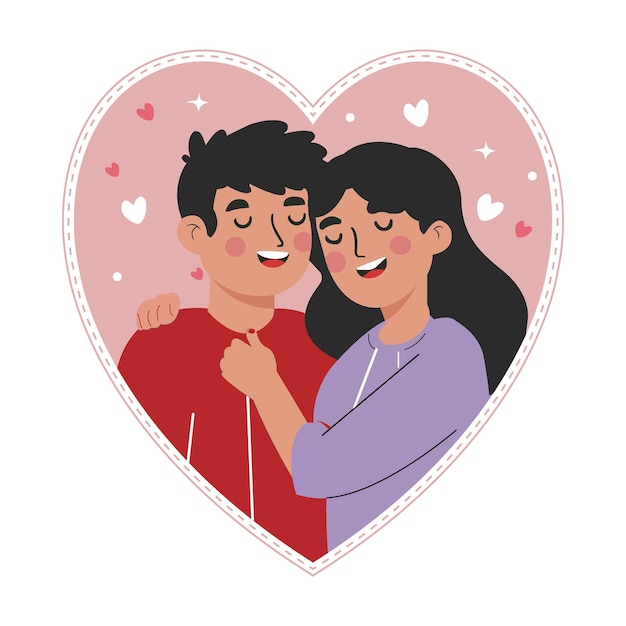 Heart Shape Couple Lovers Vector Illustration