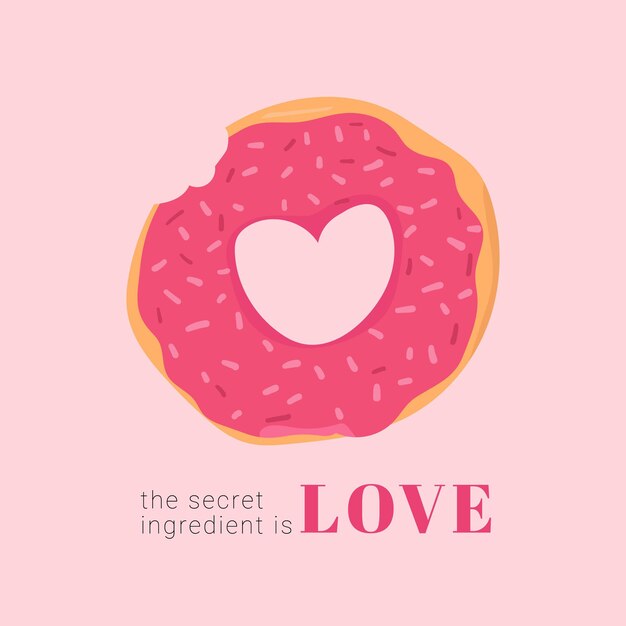 Vector heart shape dessert hand drawn illustration