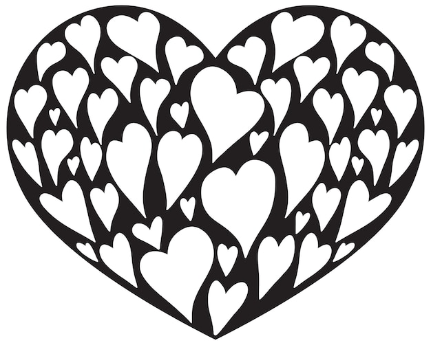 Vector heart shape made of small hearts