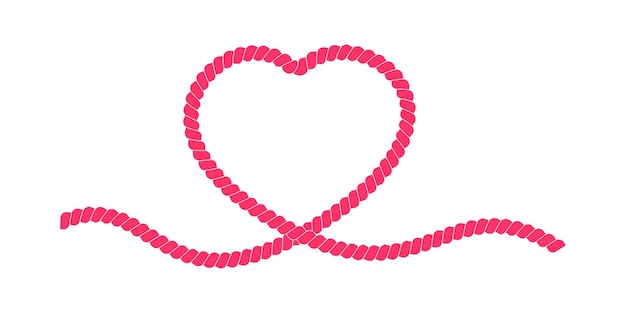 Heart shape rope Red string Valentine day design element