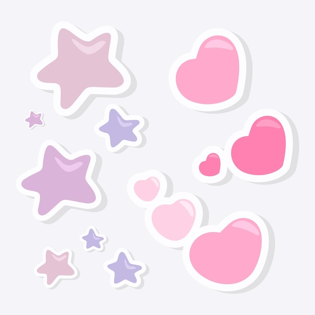 Heart shape and star shape stickers collection