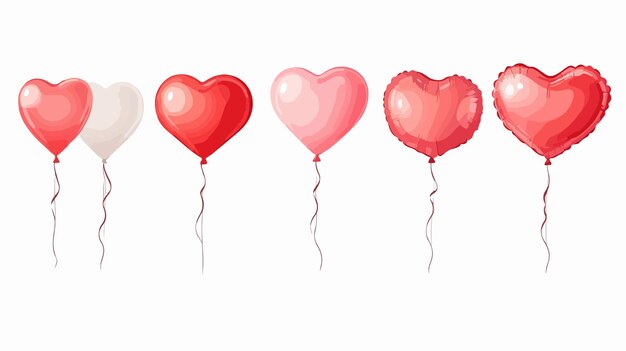 Vector heart shaped balloon bunch in flight