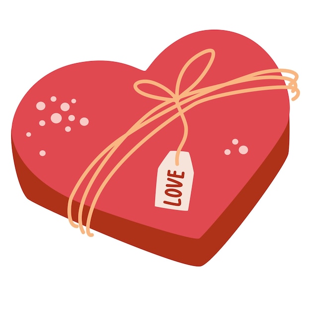 Heart-shaped candy box. Valentine's day gift. Sweet surprise with love. For restaurants cafes recipes and menus. Vector illustration.