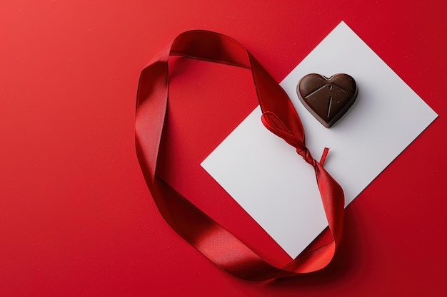 a heart shaped chocolate with a piece of paper that says  love