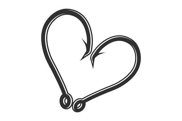 Heart shaped Fishing Hook Romantic Fishing Hook Design Fishermans Love Fishing Hook Art Love