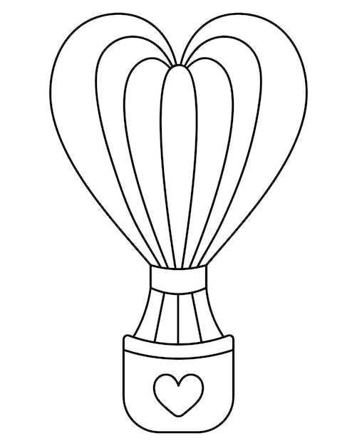 Heart-shaped flying machine with a basket decorated with a heart