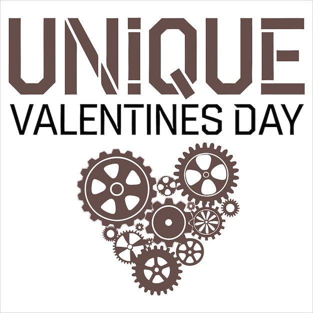 Vector a heart shaped gears with the words  unflatter  on the bottom