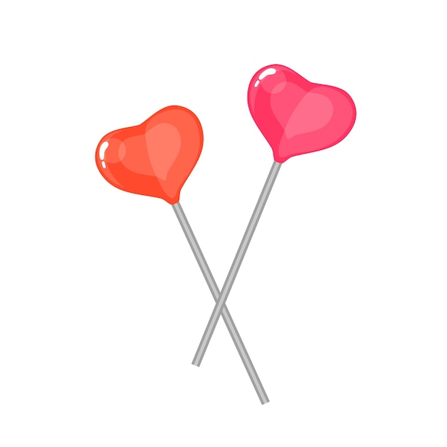 Heart-shaped lollipops. Isolated on white background.