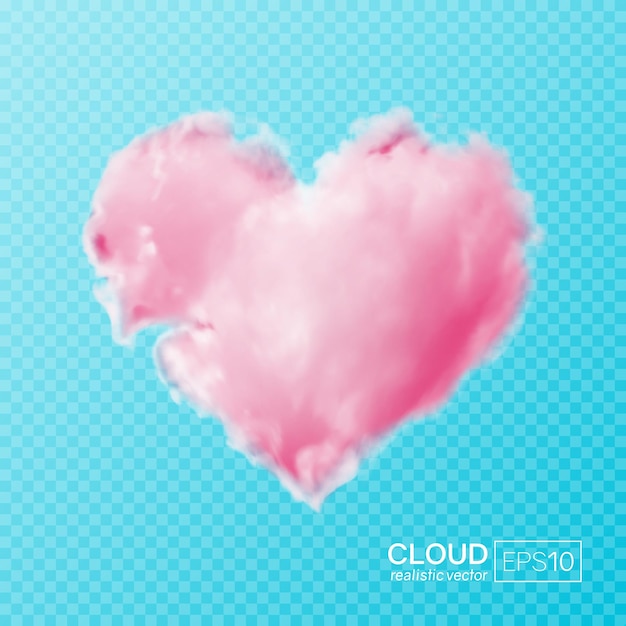 Heart shaped pink cloud on a transparent background Realistic vector illustration with gradient mesh