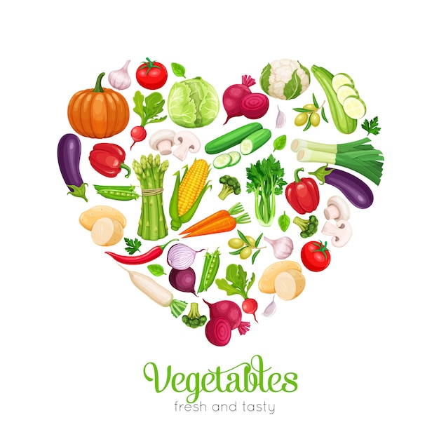 Heart shaped with  vegetables