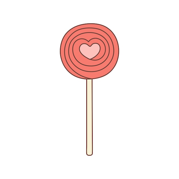 Heart spiral lollipop in doodle style