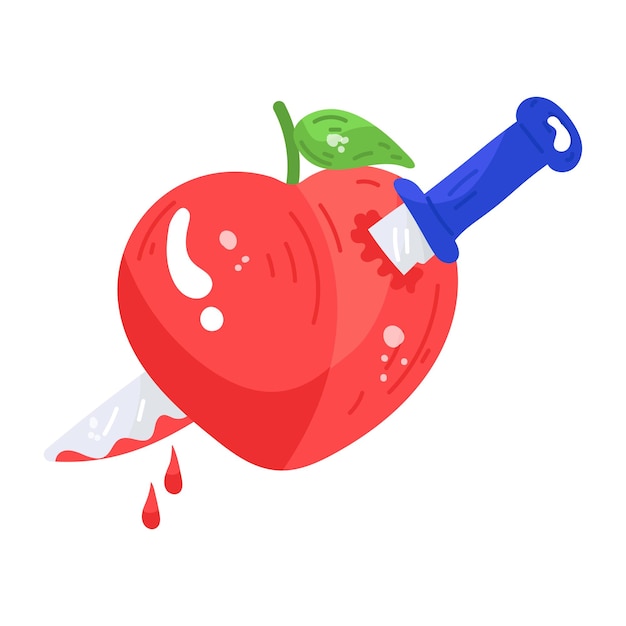 A heart stab flat sticker icon