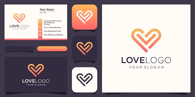 Heart symbol logo icon design template elements