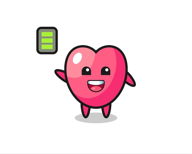 Heart symbol mascot character with energetic gesture , cute style design for t shirt, sticker, logo element