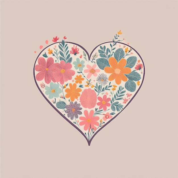 Vector a heart symbol with floral patterns inside