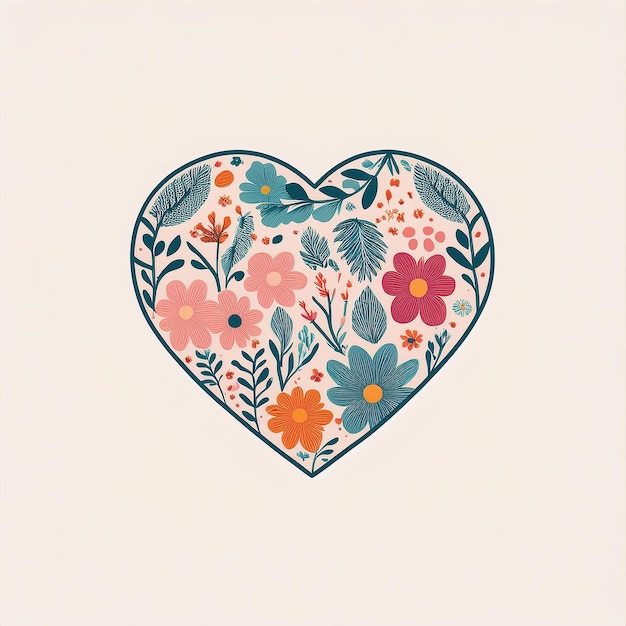 a heart symbol with floral patterns inside