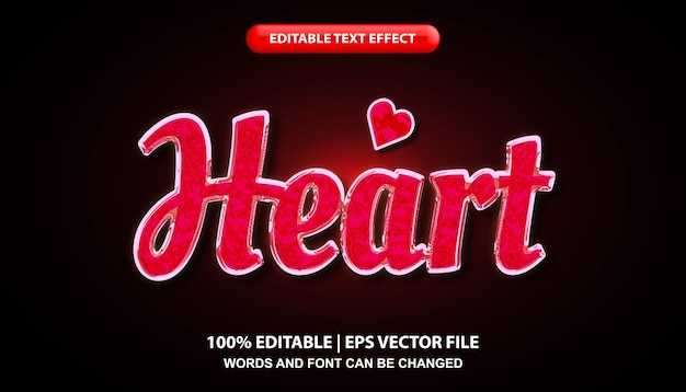 Heart text, editable text effect, valentines day font style