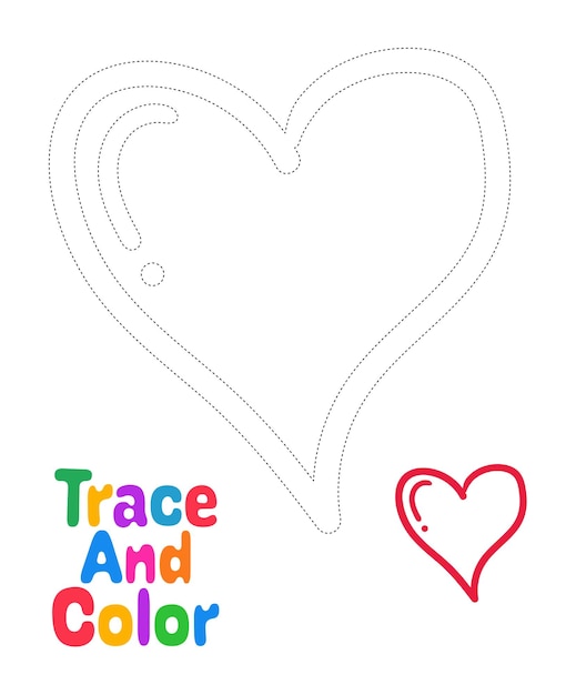 Heart tracing worksheet for kids