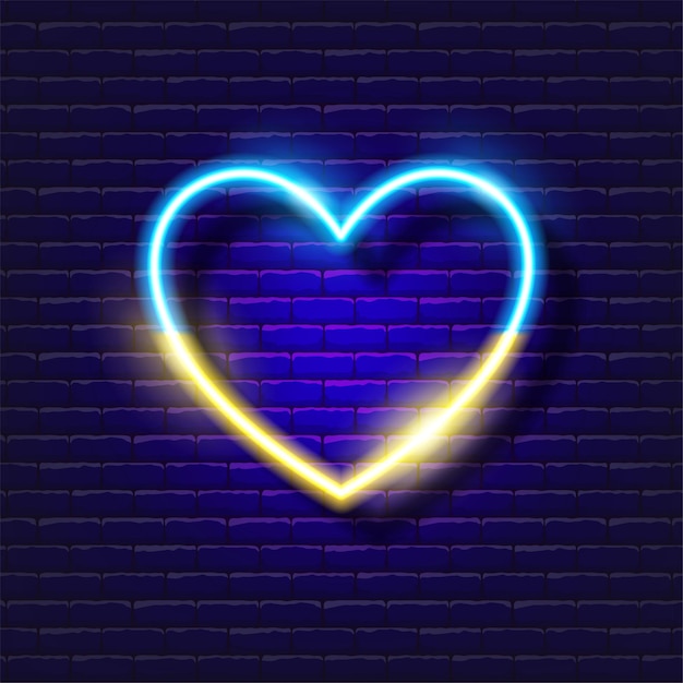 Heart Ukrainian glowing sign War in Ukraine concept