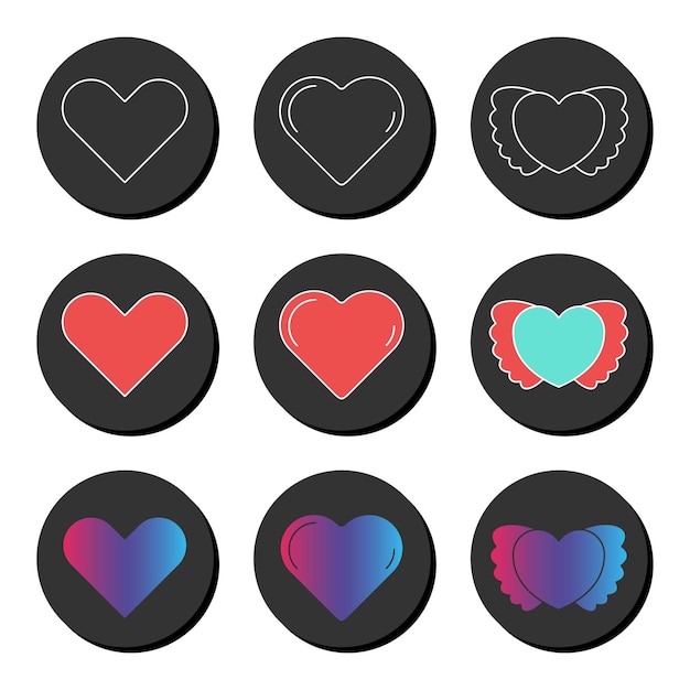 Heart universal icon set Ui ux element sign