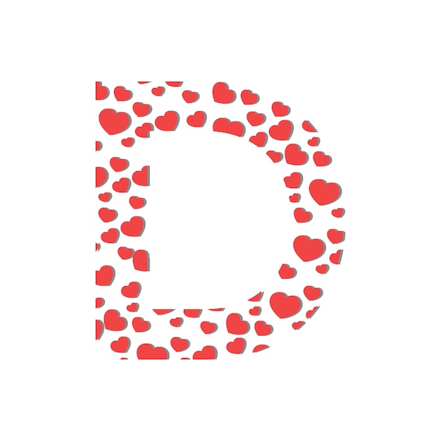 Heart vector icon inside letter D