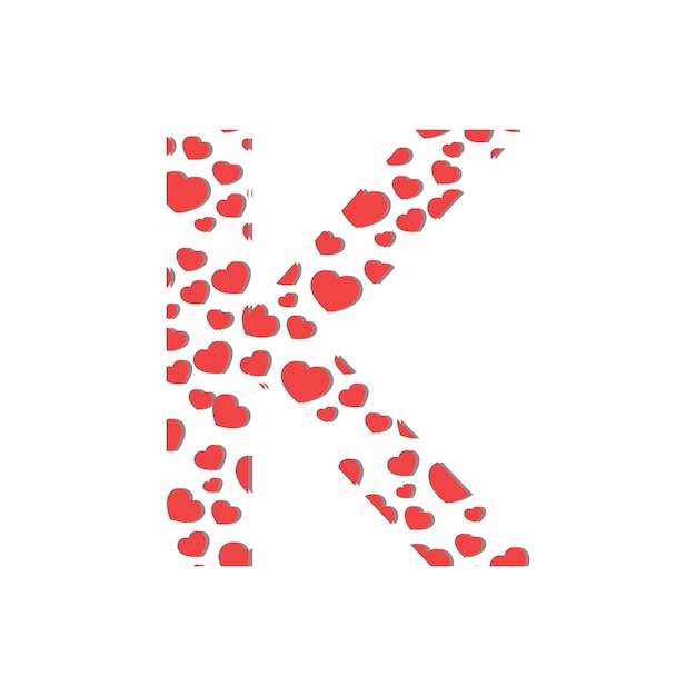 Heart vector icon inside letter K