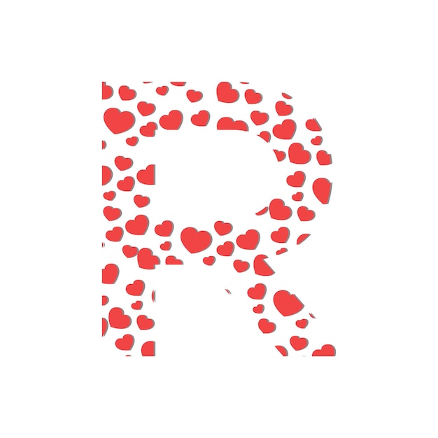 Heart vector icon inside letter R