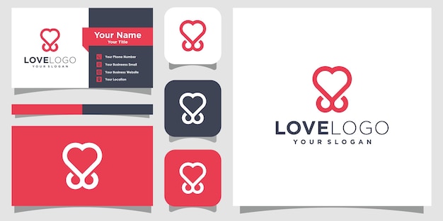 Heart vector symbol valentines day ribbon logotype abstract line medical health logo icon design