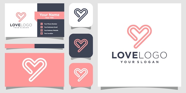 Heart vector symbol valentines day ribbon logotype abstract line medical health logo icon design