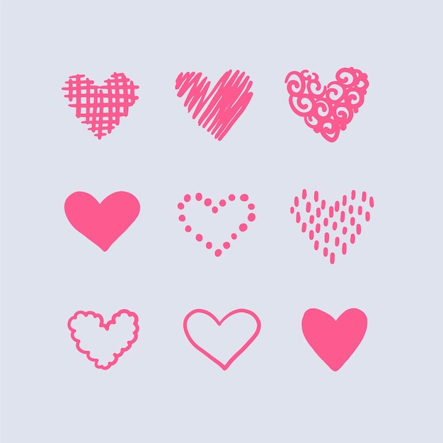 Heart Vectors Doodle love icons