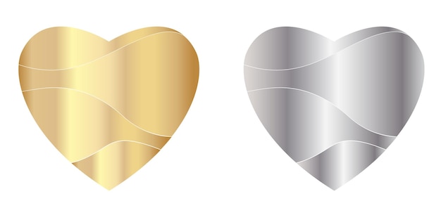 Heart wave shape with gold and silver material Vector Illustration