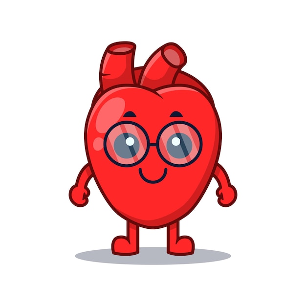 Heart Wearing Glasses Vector Cartoon Illustration