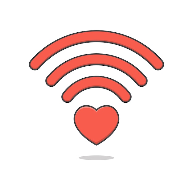 Heart Wifi Icon Illustration Isolated