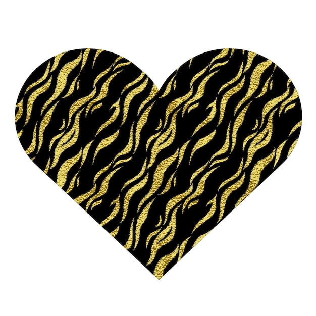 Heart with animal print Gold metallic vector