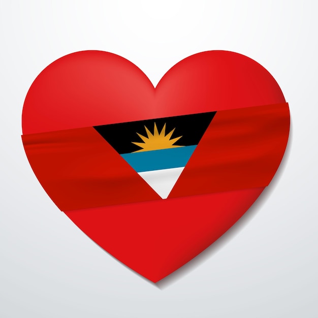 Heart with Antigua and Barbuda flag