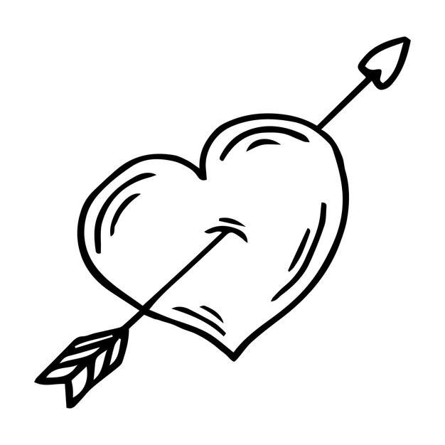 Vector heart with arrow icon. valentines day vector line icon