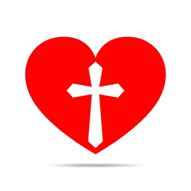 Heart with Christian cross Vector illustration