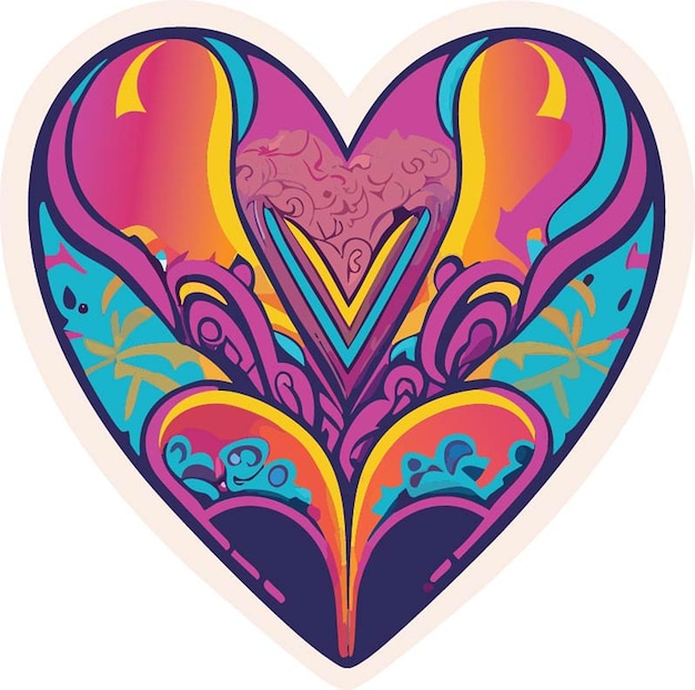 a heart with a colorful pattern on it