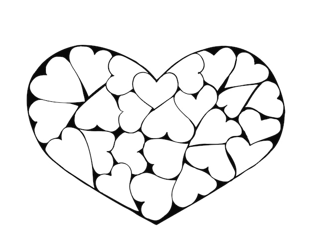 Heart with curls on white background Hand drawn illustration