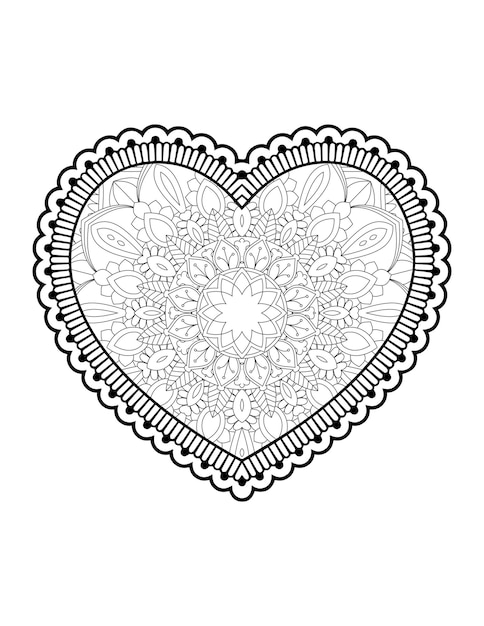 Heart with floral mandala. Heart Mandala.Love.Ornamental heart with mandala.Mehndi flower heart.