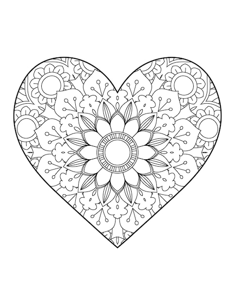 Heart with floral mandala. Heart Mandala.Love.Ornamental heart with mandala.Mehndi flower heart.