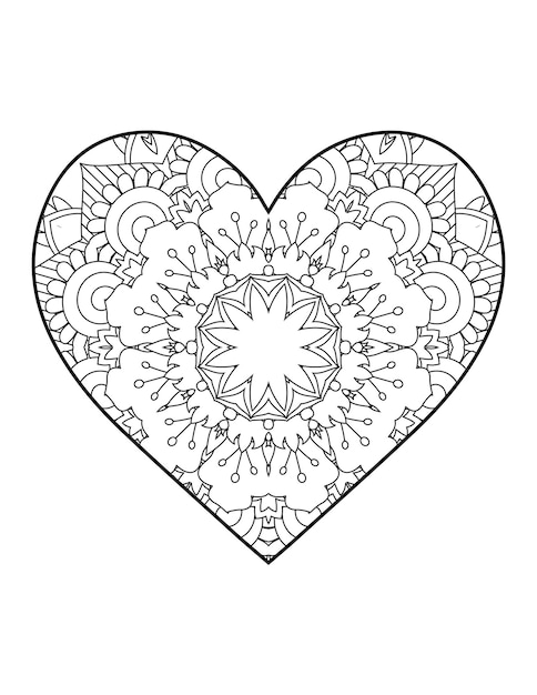 Heart with floral mandala. Heart Mandala.Love.Ornamental heart with mandala.Mehndi flower heart.