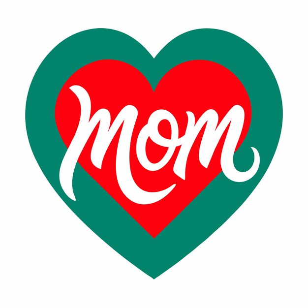 Vector a heart with a green and red heart that says mom on it