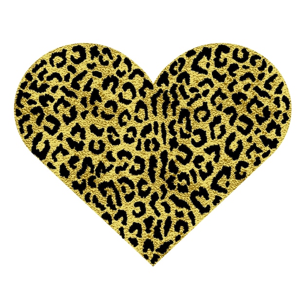 Heart with leopard spots Gold metallic vector illustration