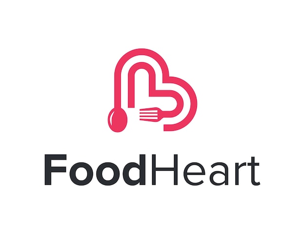 heart with letter b and fork spoon food outline simple sleek modern logo design vector