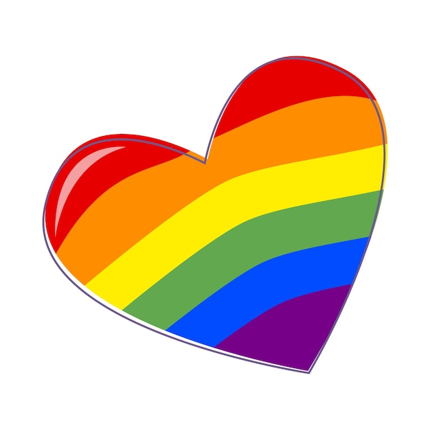 Heart with LGBT flag colors semi flat color vector object