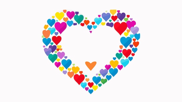 a heart with many colored hearts on a white background