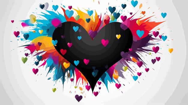 Vector a heart with many hearts around it and a black heart with a colorful background