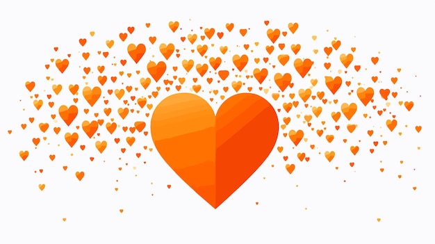 a heart with many orange hearts on a white background